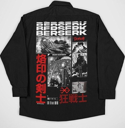 Berserk Baskılı Unisex Anime Cepli Gömlek