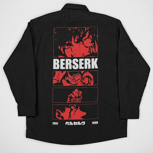Berserk Anime Baskılı Unisex Cepli Gömlek