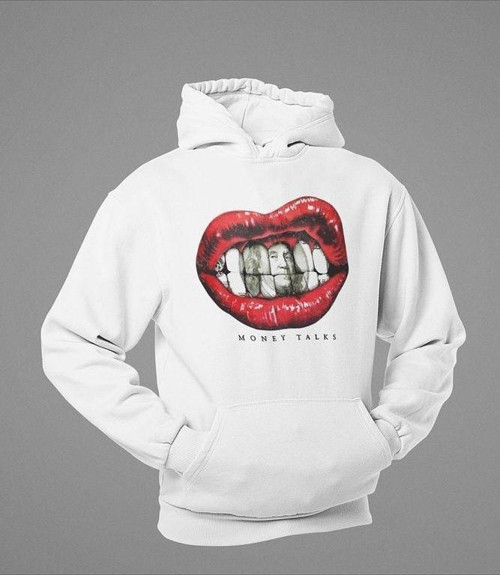Money Talks Yazılı Unisex Oversize Hoodie