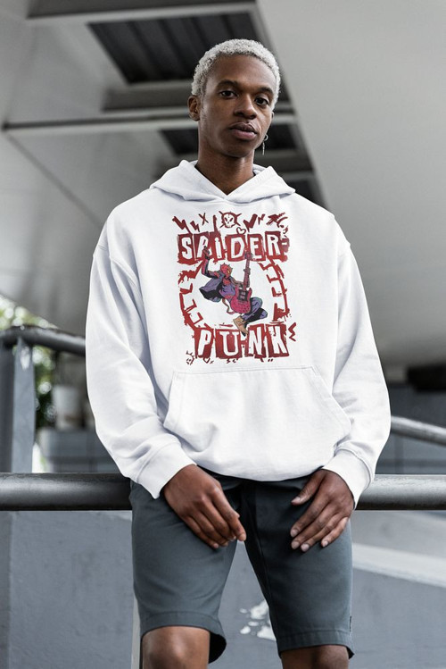 Spider-Punk Baskılı Unisex Oversize Örümcek Adam Hoodie