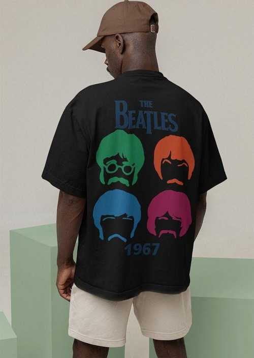 1967 The Beatles Müzik Grubu Baskılı Unisex Oversize Tişört