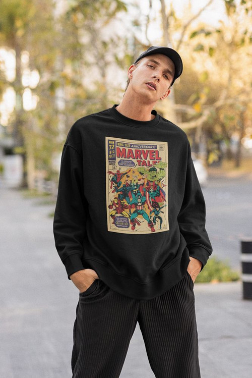 Vintage Marvel Tale Baskılı Unisex Oversize Avengers Sweatshirt