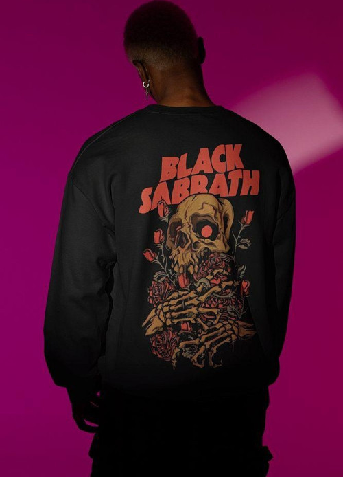 Müzik Grubu Baskılı Unisex Oversize Black Sabbath Sweatshirt