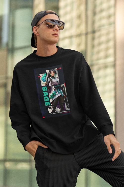 Sage Baskılı Unisex Oversize Vallorant Oyun Karakter Sweatshirt