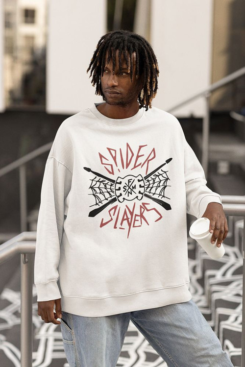 Spider Slayers Baskılı Unisex Oversize Örümcek Sweatshirt