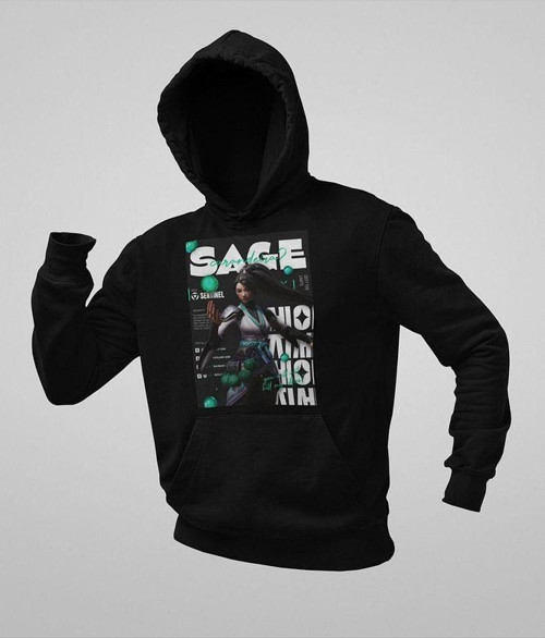 Sentinel Karakter Sage Baskılı Unisex Oversize Valorrant Hoodie