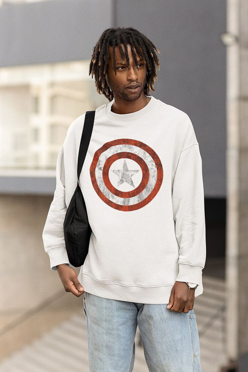 Captain America Logo Baskılı Unisex Oversize Kaptan Amerika Sweatshirt