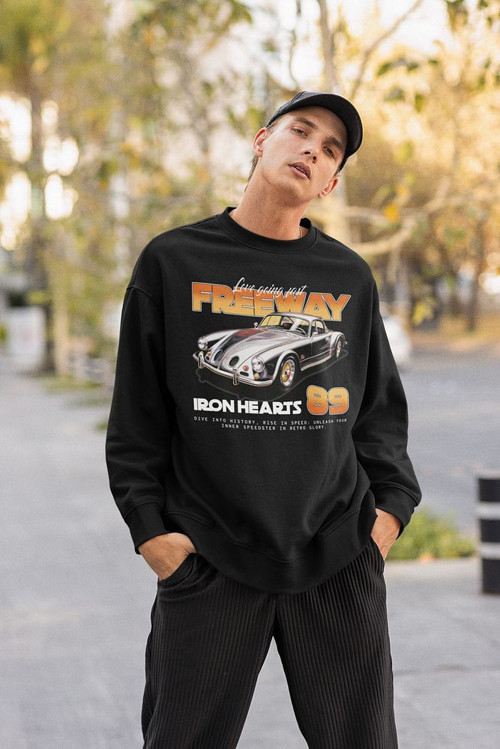 Iron Hearts Freeway 89 Baskılı Unisex Oversize Araba Temalı Sweatshirt