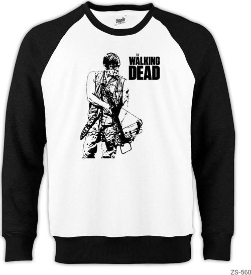 The Walking Dead Daryl Dixon Reglan Kol Beyaz Sweatshirt