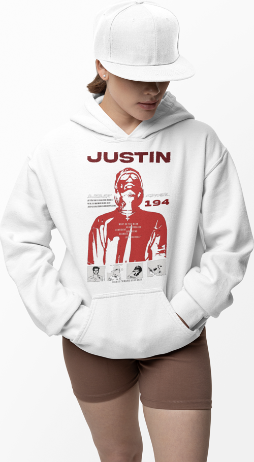 Justin Bieber Baskılı Unisex Oversize Şarkıcı Hoodie