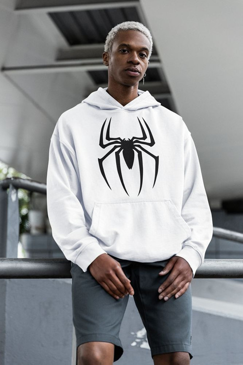 Örümcek Adam Logo Baskılı Unisex Oversize Spider Man Hoodie