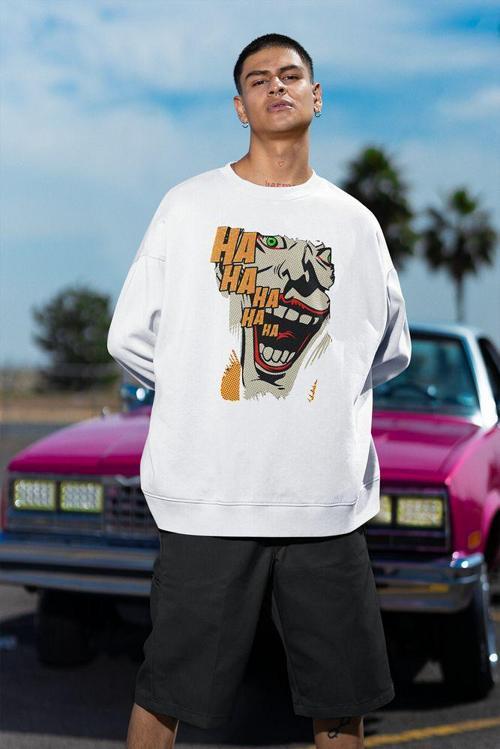 Joker Kahkaha Baskılı Unisex Oversize Dc Karakter Sweatshirt