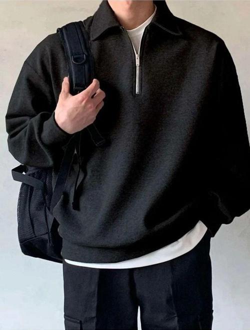Polo Yaka Yarım Fermuarlı Unisex Oversize Sweatshirt