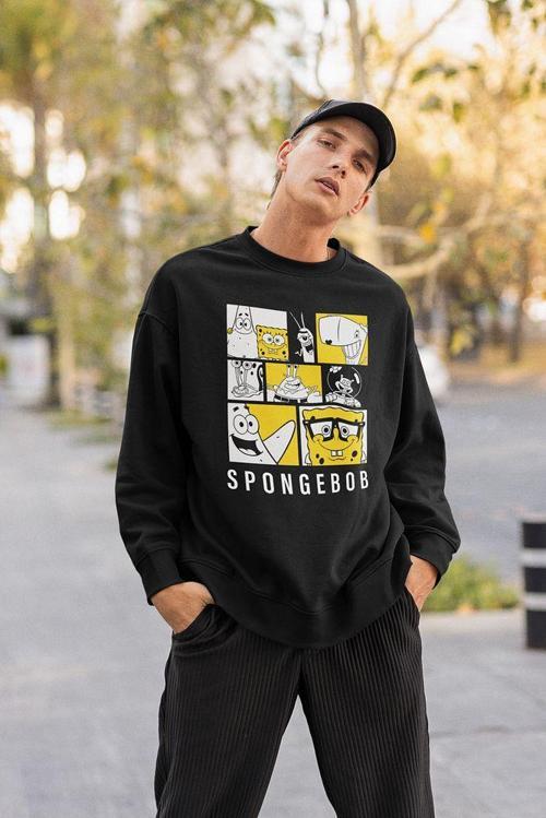 Spongebob Baskılı Unisex Oversize Çizgi Film Sweatshirt