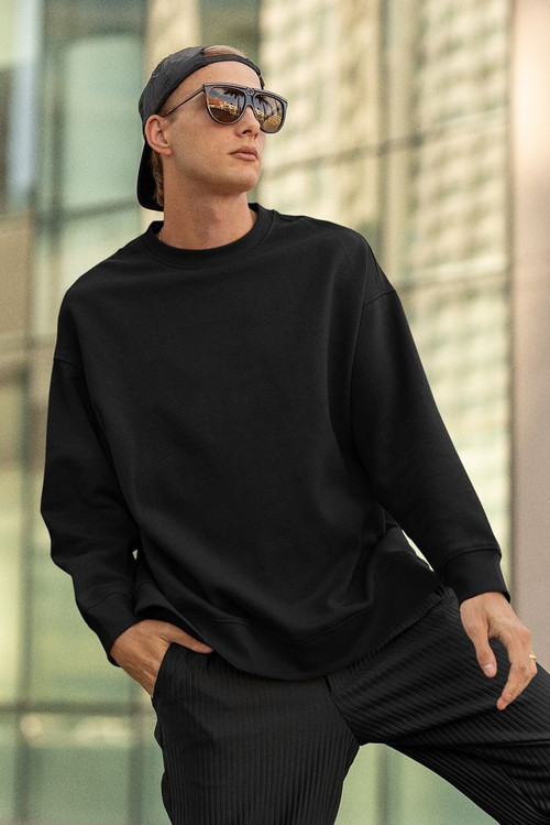 Düz Basic Unisex Oversize Baskısız Sweatshirt