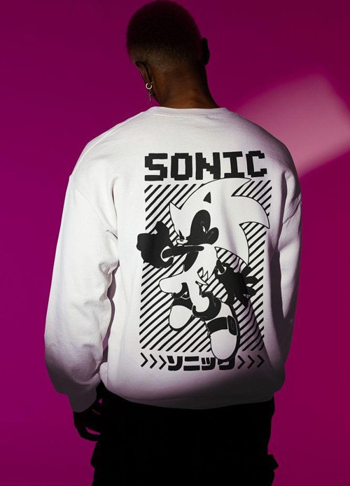Sonic Baskılı Unisex Oversize Çizgi Film Sweatshirt