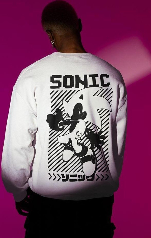 Sonic Baskılı Unisex Oversize Çizgi Film Sweatshirt