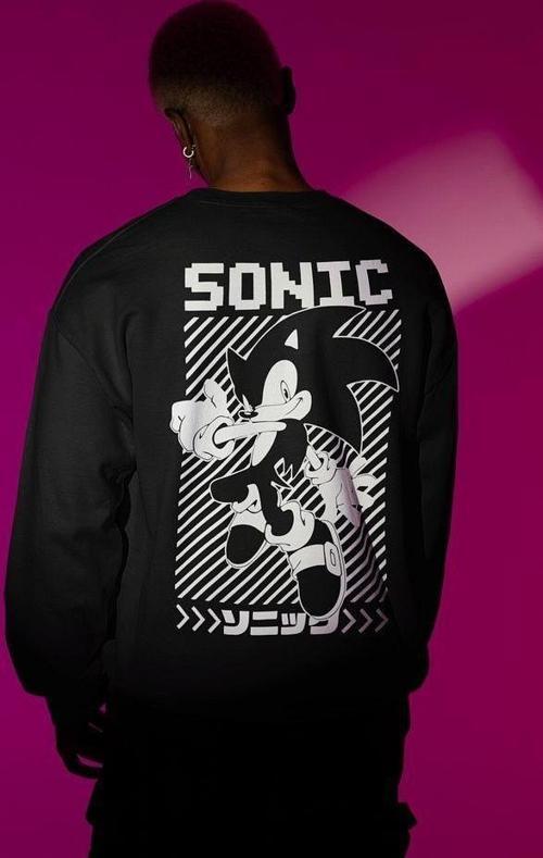 Sonic Baskılı Unisex Oversize Çizgi Film Sweatshirt