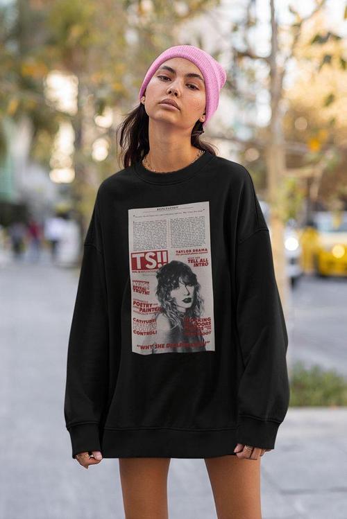 Ts !! Taylor Swift Tasarım Gazete Baskılı Unisex Oversize Şarkıcı Sweatshirt
