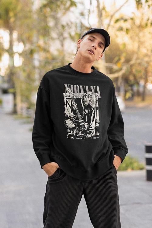 Nirvana Kurt Cobain Baskılı Unisex Oversize Rock Metal Sweatshirt
