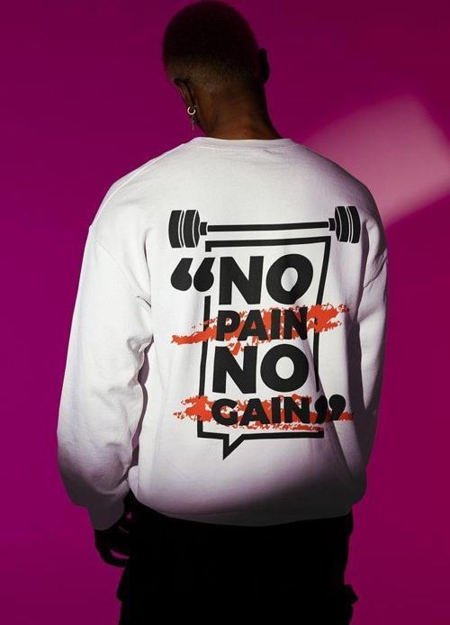 No Pain No Gain Yazılı Unisex Oversize Fitness Gym Sweatshirt