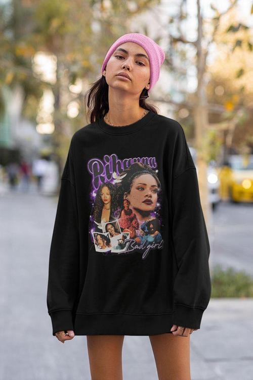 Tasarım Rihanna Bad Girl Baskılı Unisex Oversize Sweatshirt