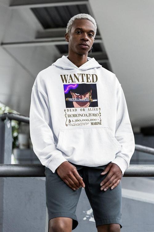 Wanted Roronoa Zoro Baskılı Unisex Oversize Anime Hoodie