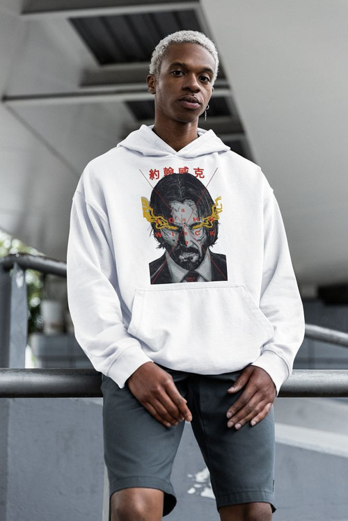 Tasarım John Wick Baskılı Unisex Oversize Hoodie