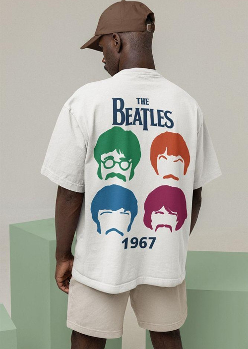 1967 The Beatles Müzik Grubu Baskılı Unisex Oversize Tişört