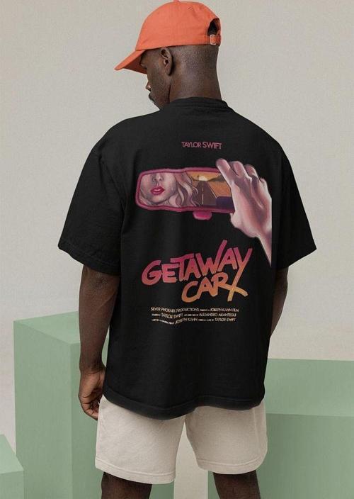 Getaway Car Taylor Swift Baskılı Unisex Oversize Şarkıcı Tişört
