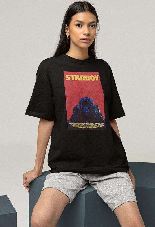 The Weekend Starboy Albüm Baskılı Unisex Tişört, Oversize Rapper Rap Tişört