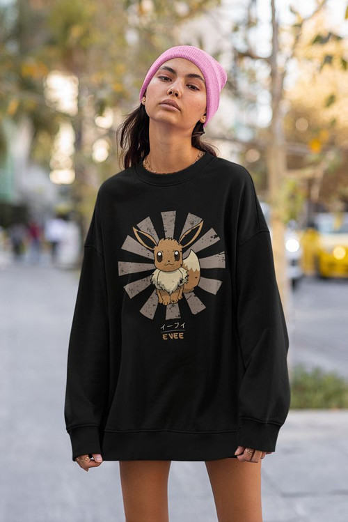 Anime Evee Baskılı Unisex Oversize Sweatshirt