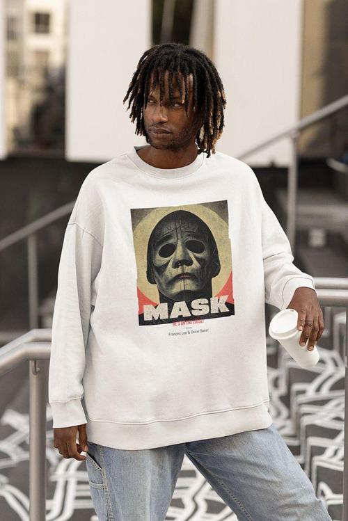 Tasarım Mask Yazılı Unisex Oversize Sweatshirt