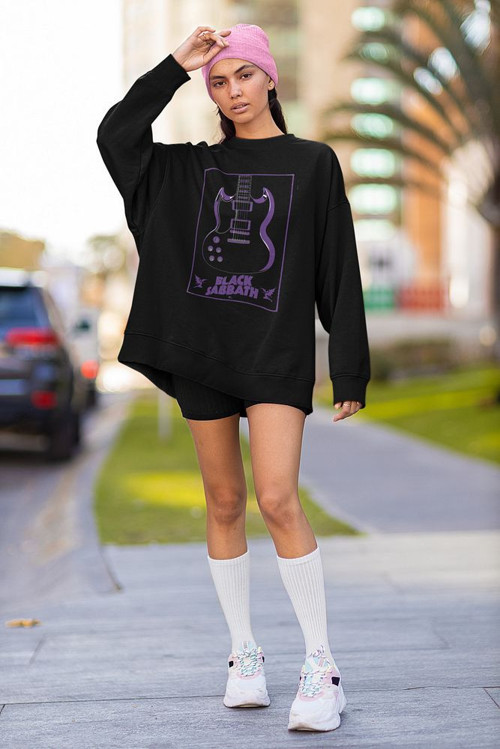 Black Sabbath Gitar Baskılı Unisex Oversize Sweatshirt