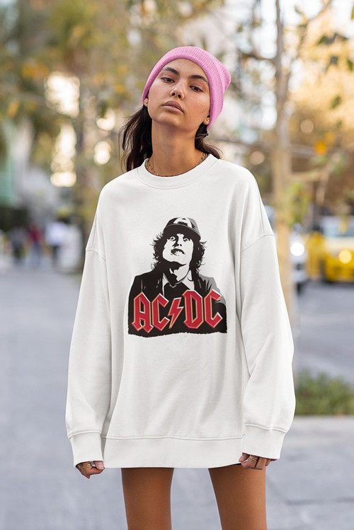 Tasarım Rock Metal Müzik Grubu Baskılı Unisex Oversize AC DC Sweatshirt