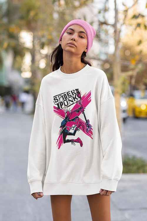Spider-Punk Baskılı Unisex Oversize Sweatshirt