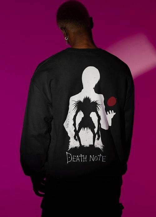 Death Note Baskılı Unisex Oversize Anime Death Note Sweatshirt