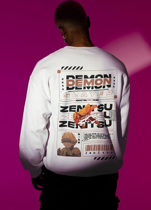 Demon Slayer Karakter Baskılı Unisex Oversize Anime Zenitsu Sweatshirt