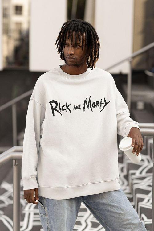 Rick And Morty Yazılı Unisex Oversize Çizgi Film Sweatshirt