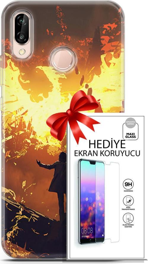 Huawei P20 Lite Kılıf Orijinal Seri Neo 13 Mor Panter Fortnite Case Kapak Ekran Koruyucu