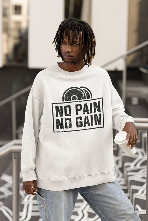 No Pain No Gain Yazılı Tasarım Unisex Oversize Gym Sweatshirt