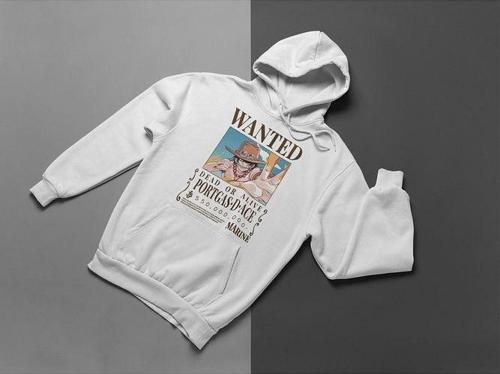 Portgas D. Ace Baskılı Unisex Oversize Anime Hoodie