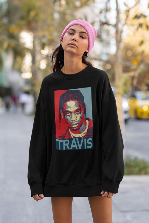 Travis Scott Rapper Baskılı Unisex Oversize Rap Sweatshirt
