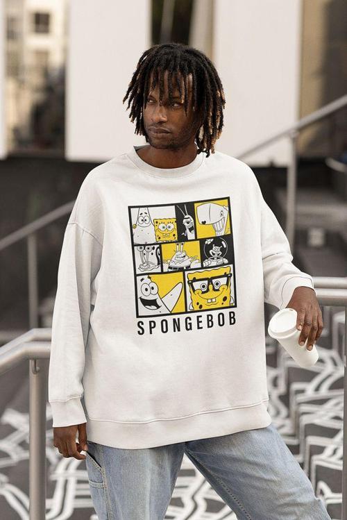 Spongebob Baskılı Unisex Oversize Çizgi Film Sweatshirt