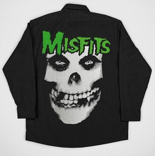 Misfits Müzik Grubu Baskılı Unisex Rock Metal Cepli Gömlek