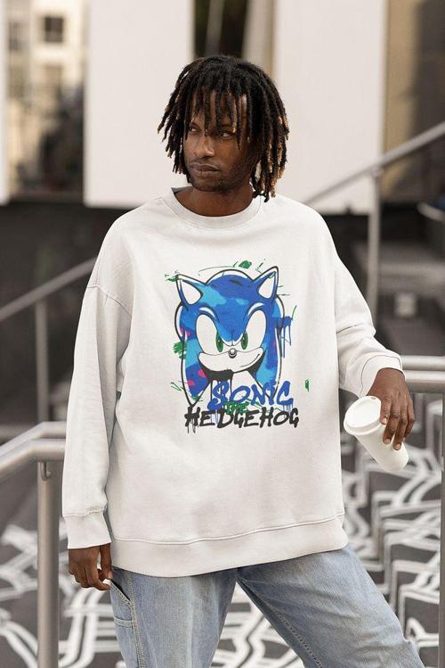 Sonic The Hedgehog Baskılı Unisex Oversize Çizgi Film Sweatshirt
