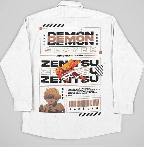 Demon Slayer Zenitsu Baskılı Unisex Anime Cepli Gömlek