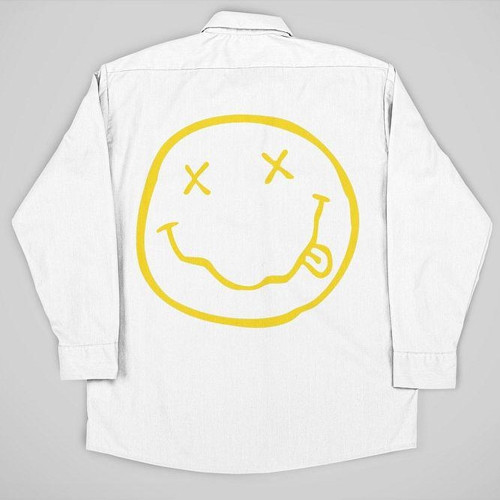 Nirvana Müzik Grubu Baskılı Unisex Gülen Surat Cepli Gömlek