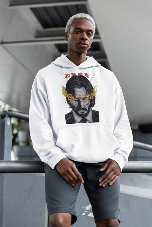 Tasarım John Wick Baskılı Unisex Oversize Hoodie