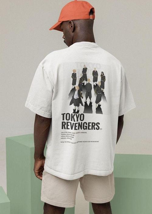 Tokyo Revengers Baskılı Unisex Tişört, Oversize Anime Tişört